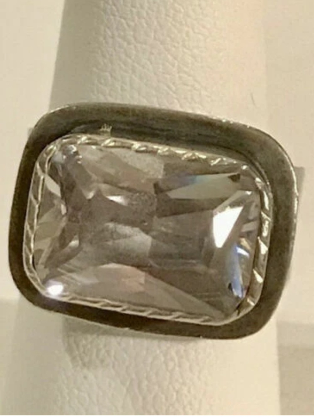 SILPADA R1860 Sterling Silver Oxidized Matte Rectangle Cubic Zirconia Ring sz 7